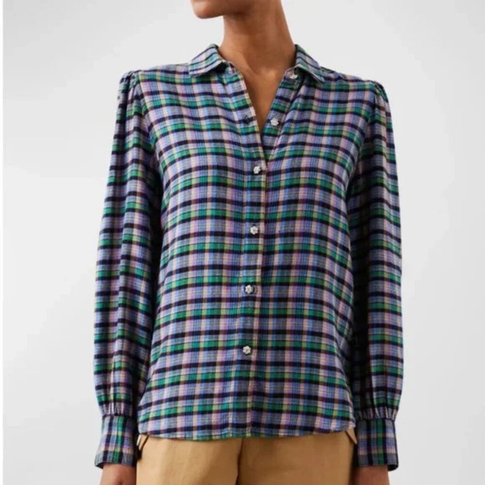 NWT Rails Angelica Top in Plaid - Color Iris. Size Small